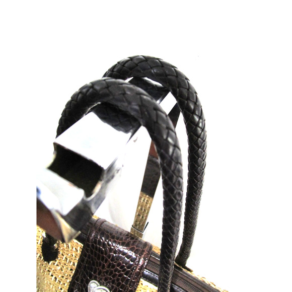 Brighton Penelope Med. Sz. Heart Straw, Leather Shoulder Tote Handbag - Picture 6 of 10